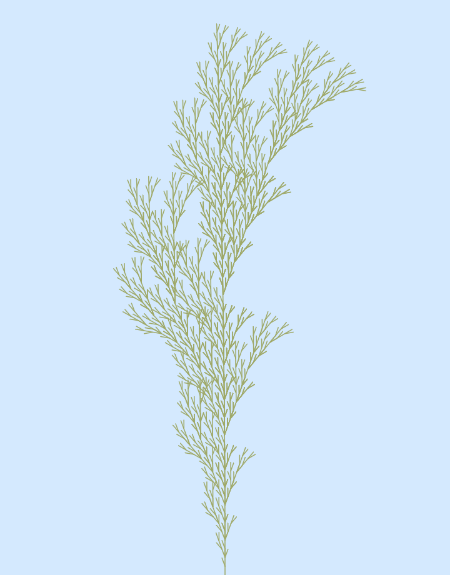 Ilustrasi ilalang yang dibuat secara prosedural